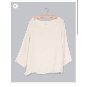 SOLD Eileen Fisher 100% Organic Cotton Gauze Top Raw Edge Size Large Ivory